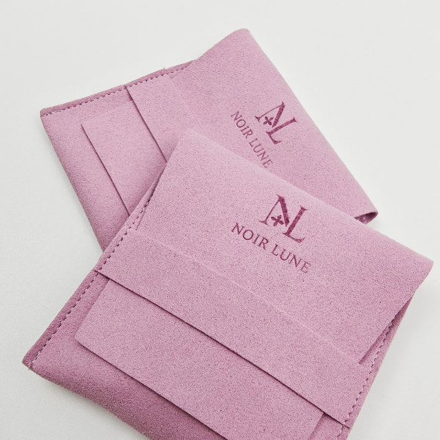 Custom Logo Envelope Microfiber Jewelry Pouch Bag Modern Luxury Velvet Purple Wedding Favors Packaging Bags