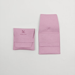Custom Logo Envelope Microfiber Jewelry Pouch Bag Modern Luxury Velvet Purple Wedding Favors Packaging Bags