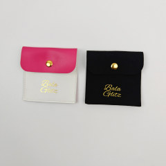 Personalized Logo PU Jewelry Button Pouch For Earrings Ring Eco-friendly Necklace Jewelry Gift Packaging Bag