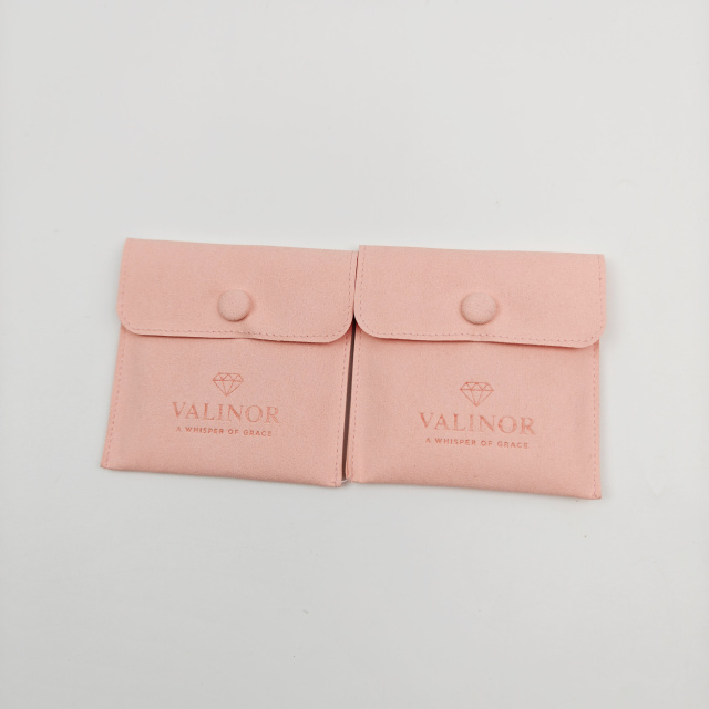 Custom Printed Logo Velvet Suede Earring Gift Bag Jewelry Pouch Luxury Packaging Microfiber Necklace Button Pouch Bag