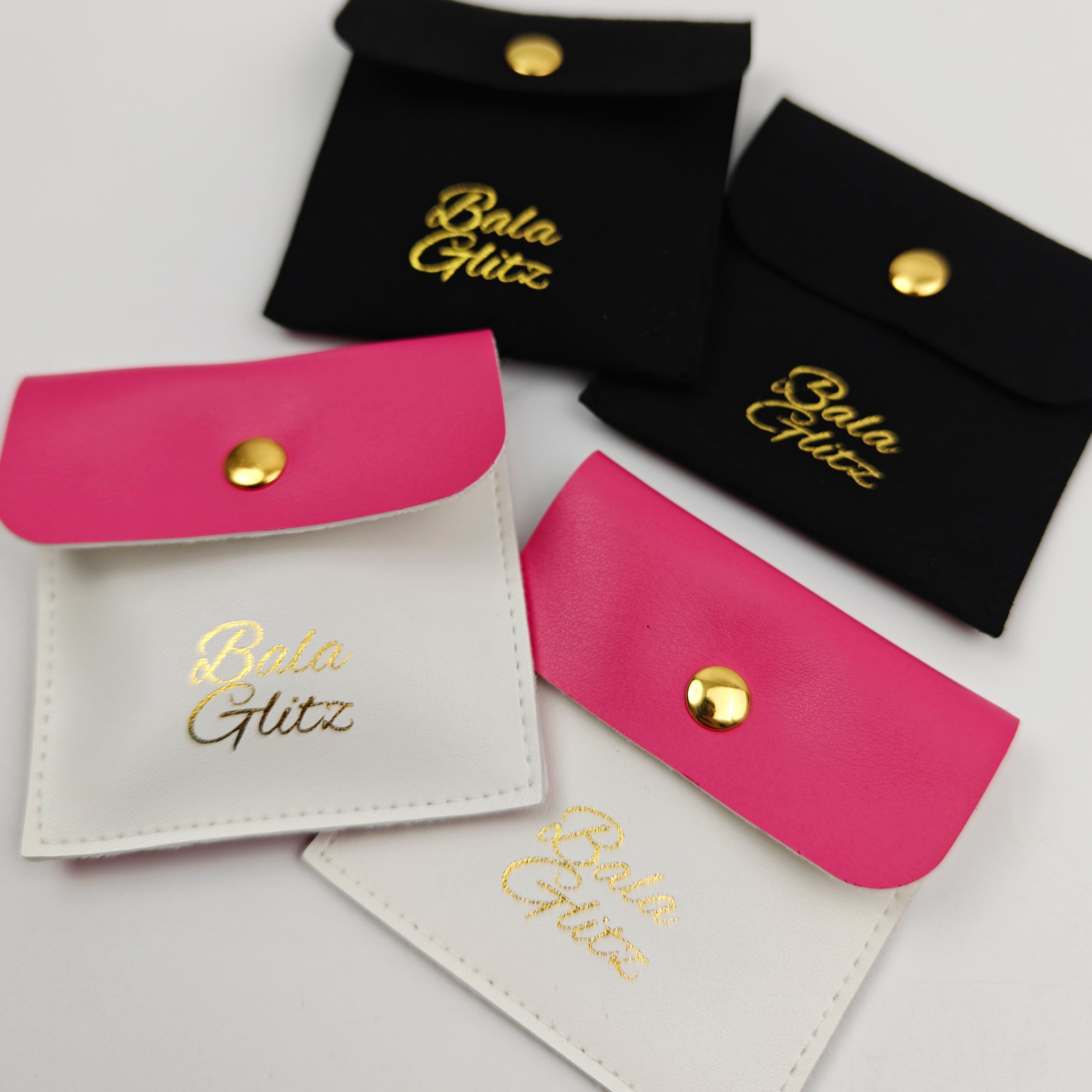 Personalized Logo PU Jewelry Button Pouch For Earrings Ring Eco-friendly Necklace Jewelry Gift Packaging Bag