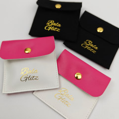 Personalized Logo PU Jewelry Button Pouch For Earrings Ring Eco-friendly Necklace Jewelry Gift Packaging Bag