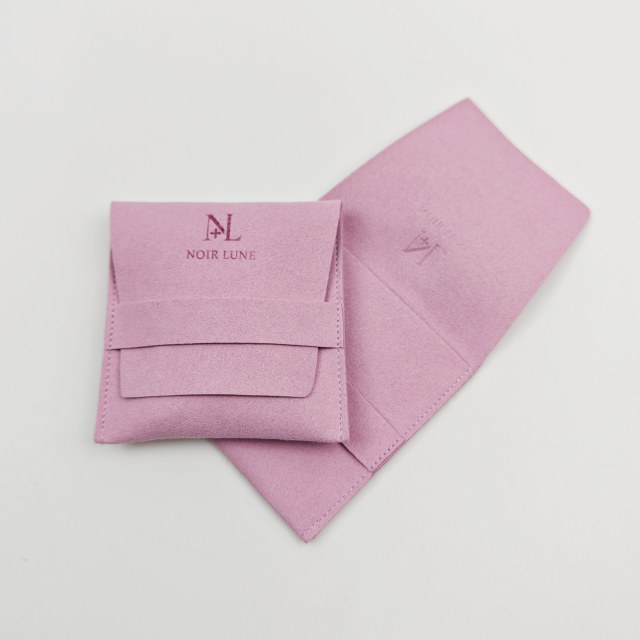 Custom Logo Envelope Microfiber Jewelry Pouch Bag Modern Luxury Velvet Purple Wedding Favors Packaging Bags