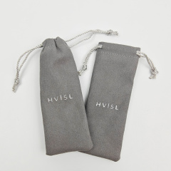 Personalized Logo Grey Mcrofiber Long Dust Packaging Pouch Hot Sale Eco Friendly Microfiber Jewelry Pouch