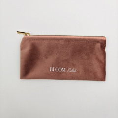Custom Logo Printed Small Makeup Pouch Velvet Zipper Bag Luxury Eco-Friendly Silk Pouch Bag Jewelry Packaging