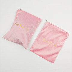 Custom Logo Printed Cosmetic Velvet Makeup Bag Eco Friendly Portable Brush Storage Zipper Pouch Bag