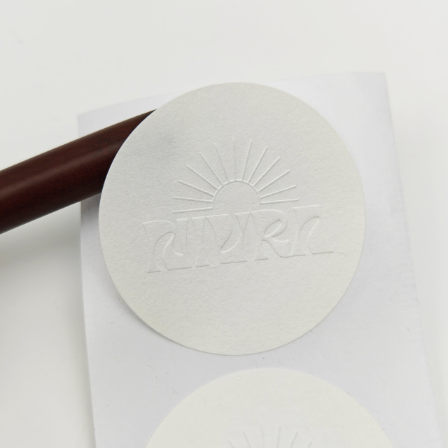 Custom Design White Textured Cotton Shape Paper Label Adhesive Sticker Eco-friendly Packaging Paper Adhesive Stickers