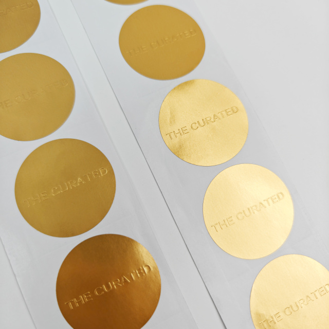 Custom Hot Stamping Gold Foil Embossed logo Sticker Manufacturer Eco Friendly High Quality Packaging Labels Stickers