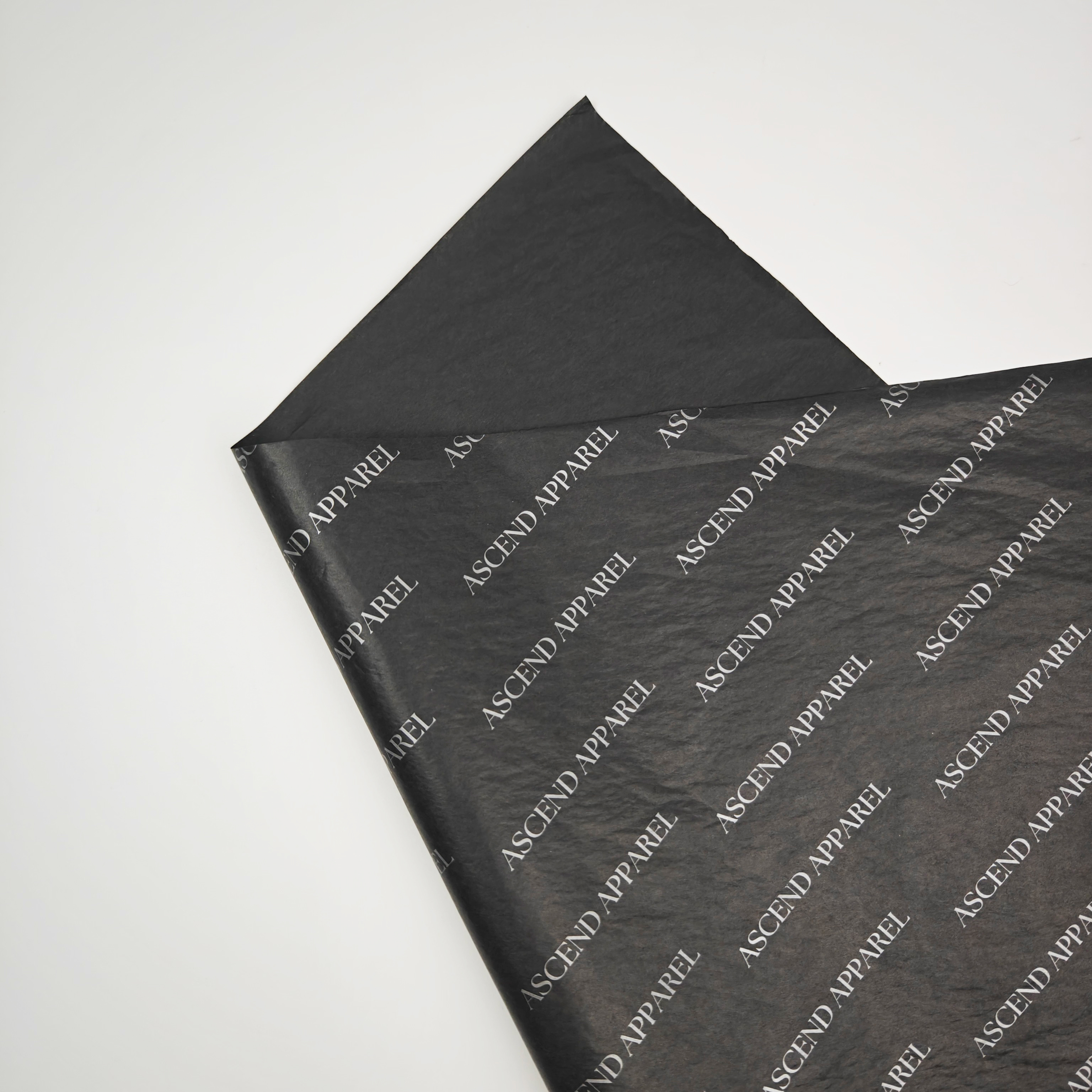 High Quality Recyclable 17gsm Black Wrapping Paper with Silver logo