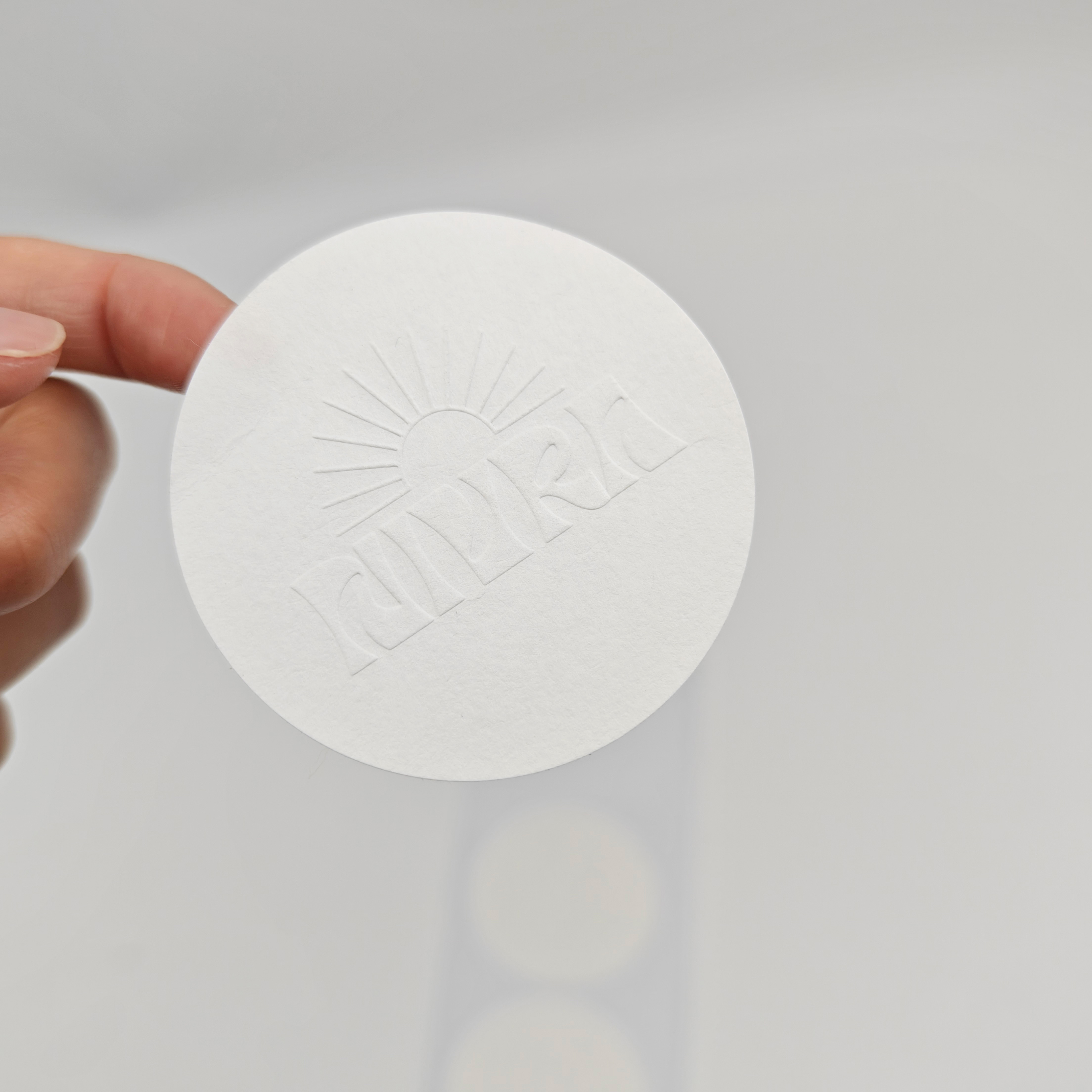 Custom Design White Textured Cotton Shape Paper Label Adhesive Sticker Eco-friendly Packaging Paper Adhesive Stickers
