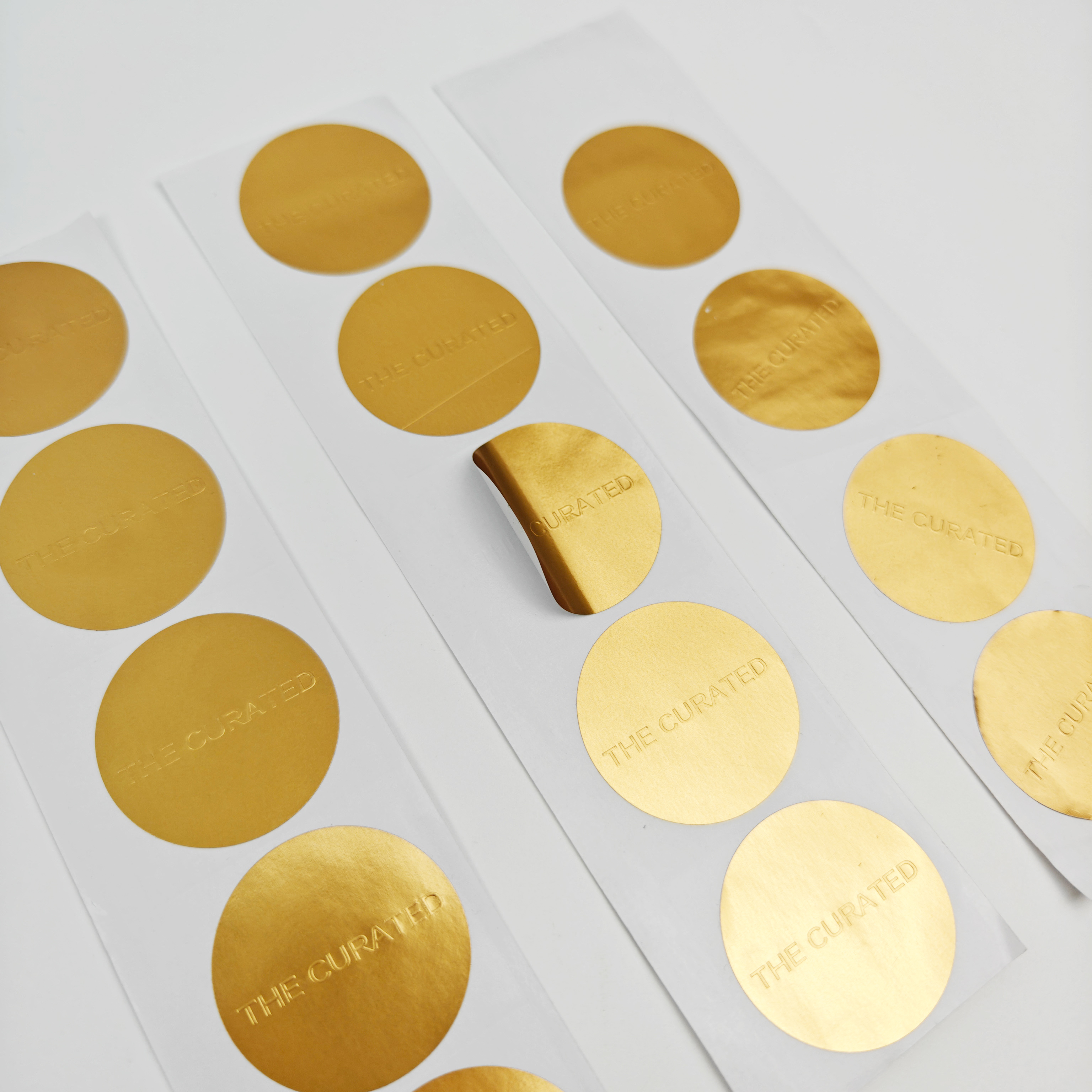 Custom Hot Stamping Gold Foil Embossed logo Sticker Manufacturer Eco Friendly High Quality Packaging Labels Stickers