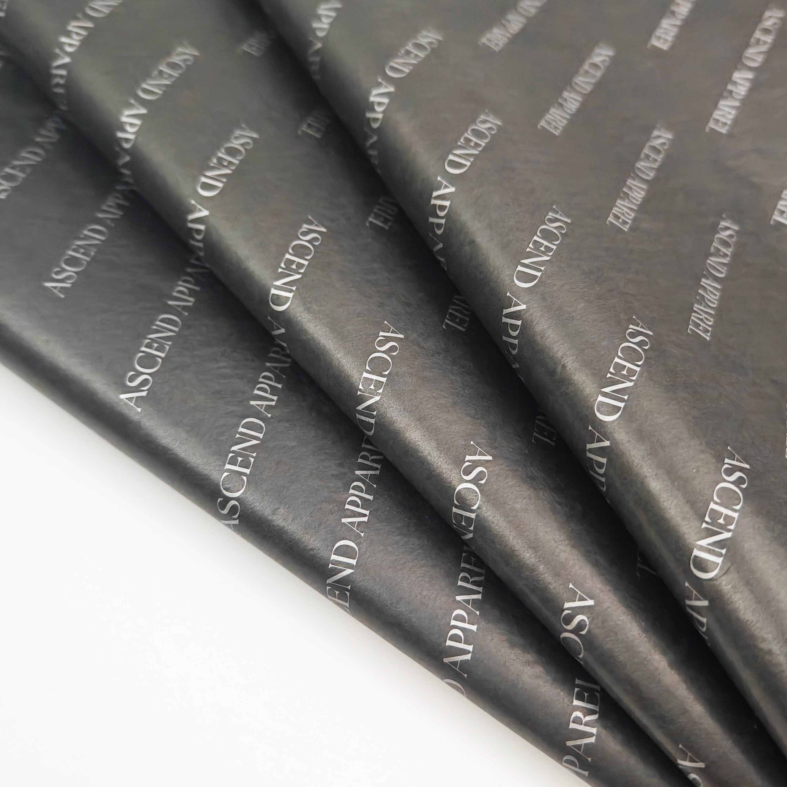 High Quality Recyclable 17gsm Black Wrapping Paper with Silver logo