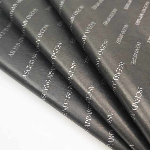 High Quality Recyclable 17gsm Black Wrapping Paper with Silver logo
