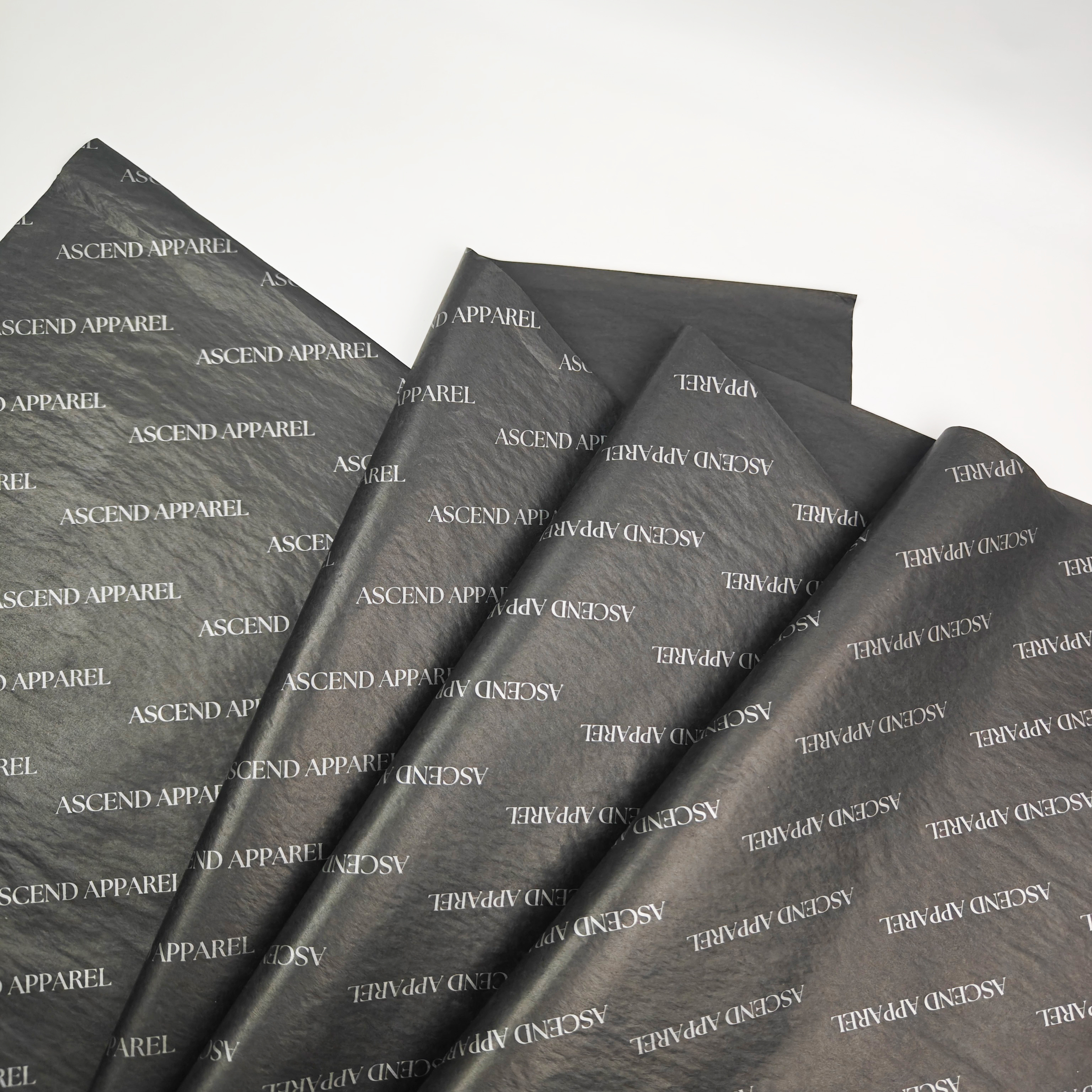 High Quality Recyclable 17gsm Black Wrapping Paper with Silver logo
