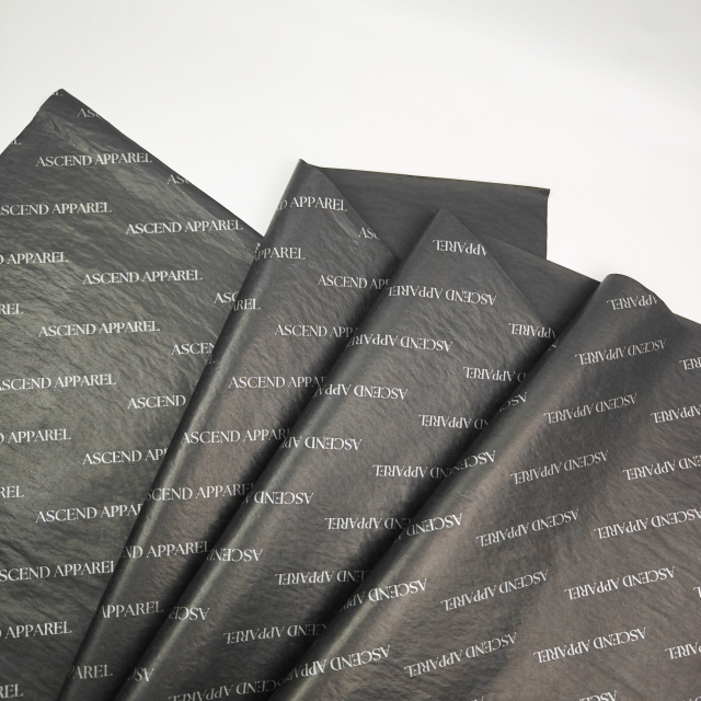 High Quality Recyclable 17gsm Black Wrapping Paper with Silver logo
