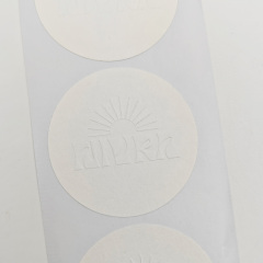Custom Design White Textured Cotton Shape Paper Label Adhesive Sticker Eco-friendly Packaging Paper Adhesive Stickers