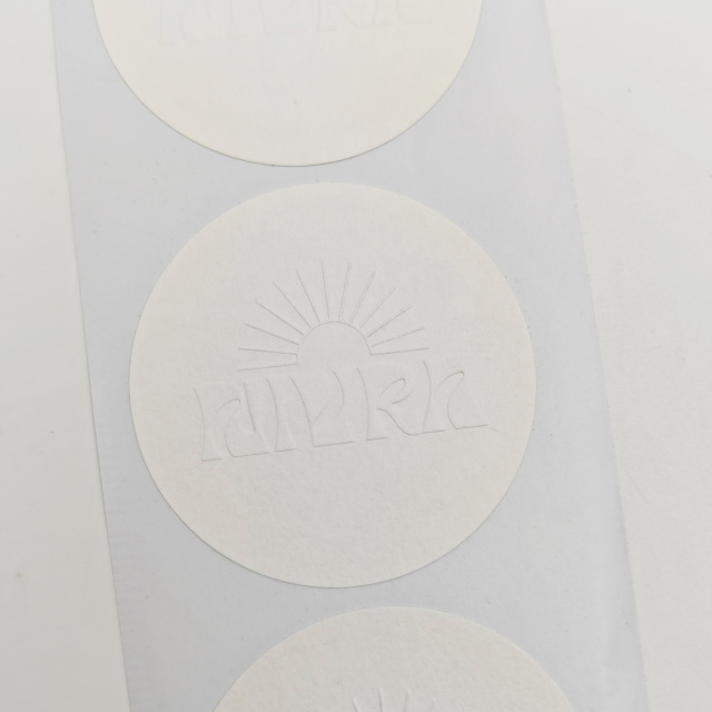 Custom Design White Textured Cotton Shape Paper Label Adhesive Sticker Eco-friendly Packaging Paper Adhesive Stickers