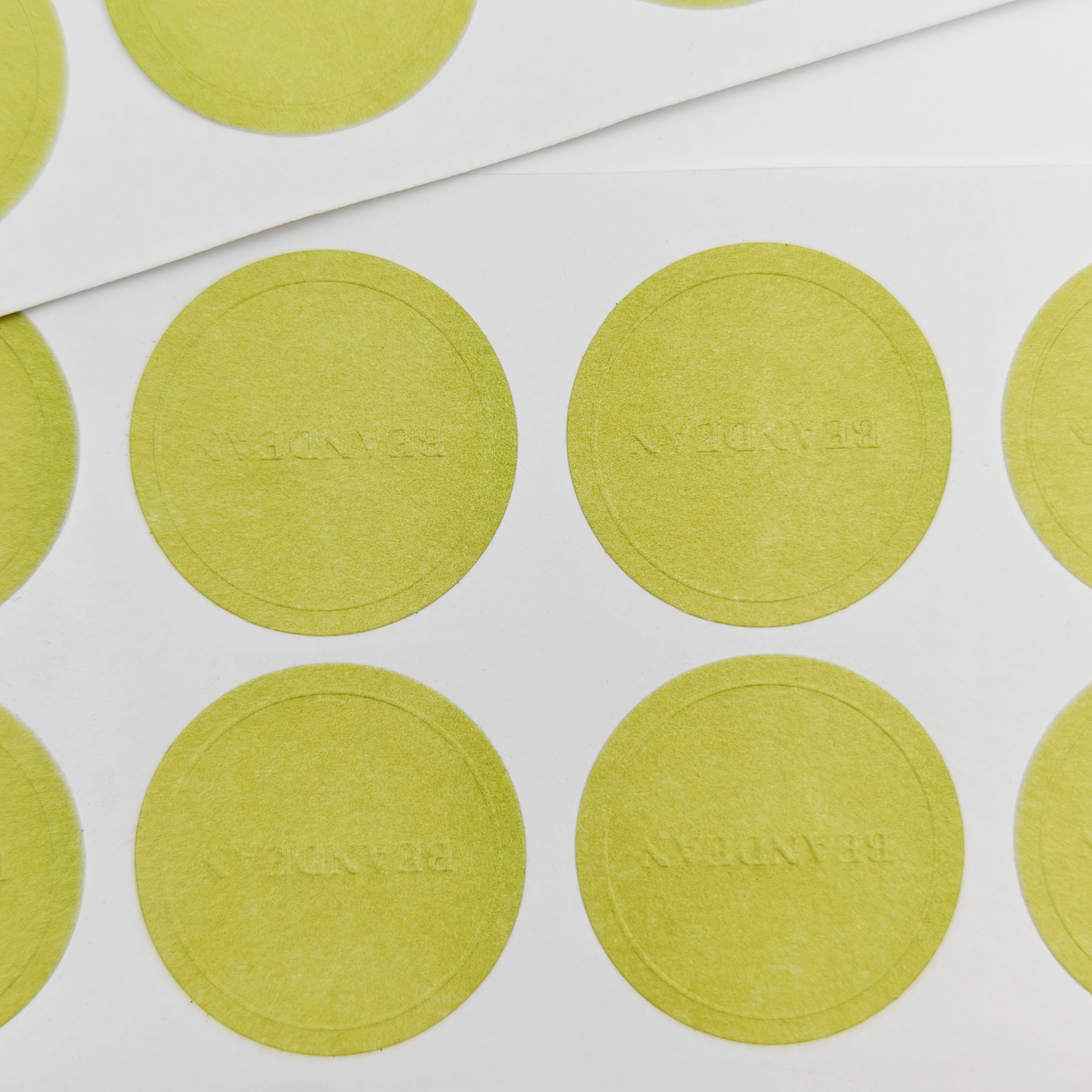 China Manufacturer Custom Printed Embossed Logo Cotton  Paper Adhesive Sticker for Grocery