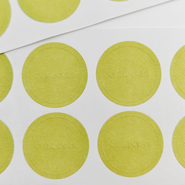 China Manufacturer Custom Printed Embossed Logo Cotton  Paper Adhesive Sticker for Grocery