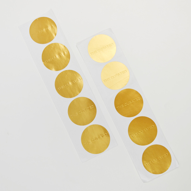 Custom Hot Stamping Gold Foil Embossed logo Sticker Manufacturer Eco Friendly High Quality Packaging Labels Stickers