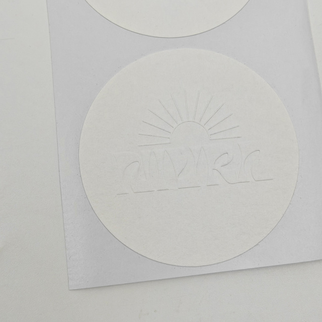 Custom Design White Textured Cotton Shape Paper Label Adhesive Sticker Eco-friendly Packaging Paper Adhesive Stickers