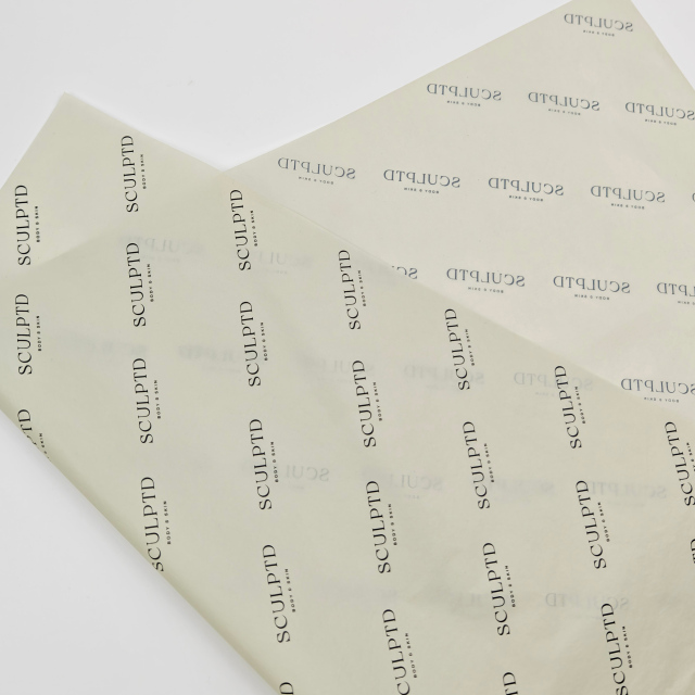 INFFY Low MOQ Custom Printed Tissue Paper 17gsm Beige Wrapping Paper Recyclable & Uncoated for Gift & Clothes Wrapping
