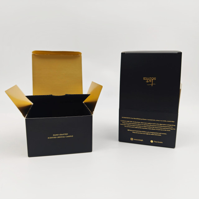 High Quality Custom Printed Gold Foil Logo OEM Black Packaging Boxes for Skincare Candles & Soap