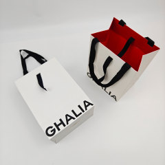 Custom Logo Double-sided printing Reusable Paper Bags Luxury Wholesale Gift & Shopping Bags with Handles for Clothing