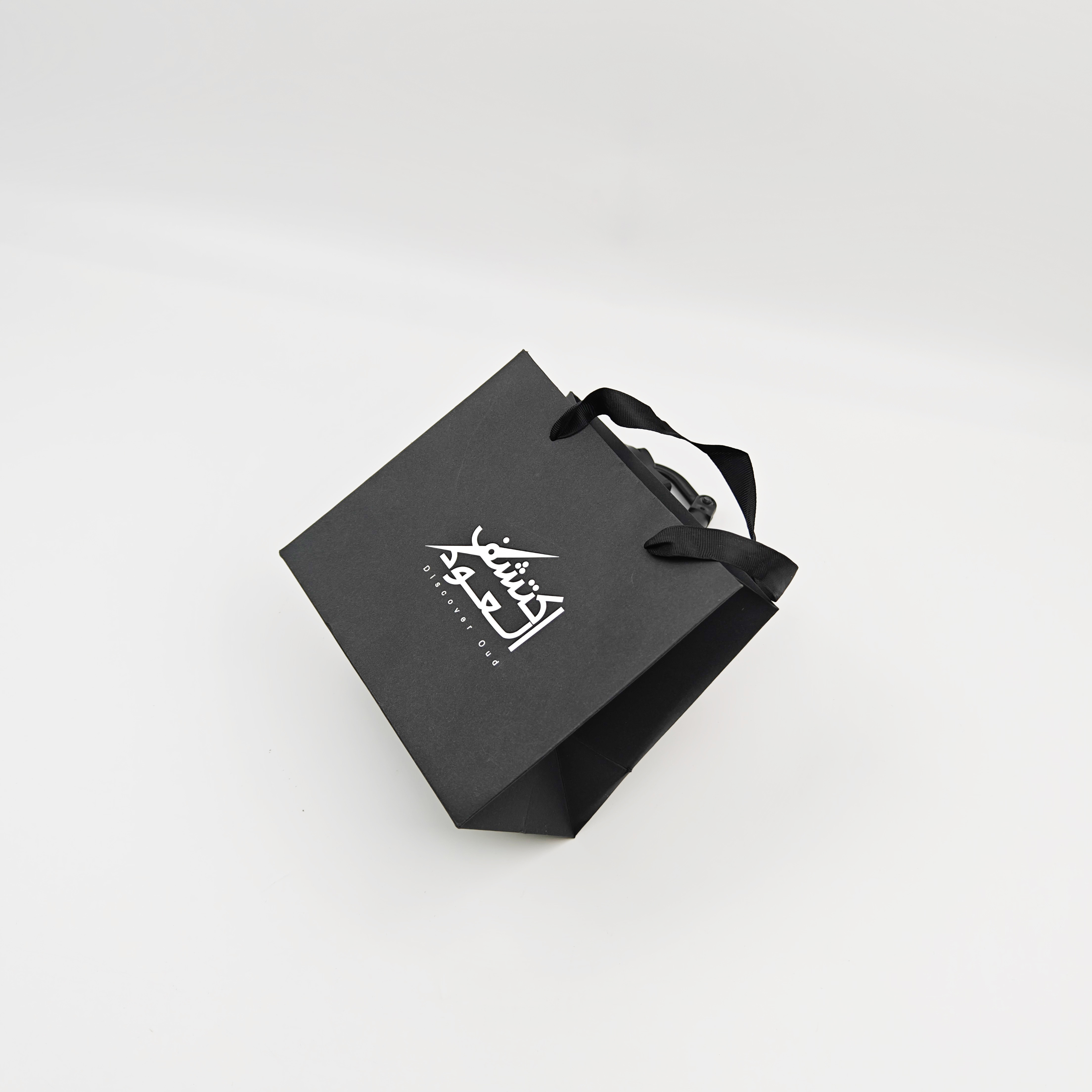 Custom Eco-Friendly Silver Logo Luxury Gift Bag with Ribbon For Cosmetics & Jewelry