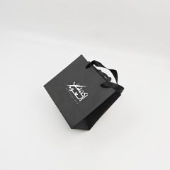 Custom Eco-Friendly Silver Logo Luxury Gift Bag with Ribbon For Cosmetics & Jewelry