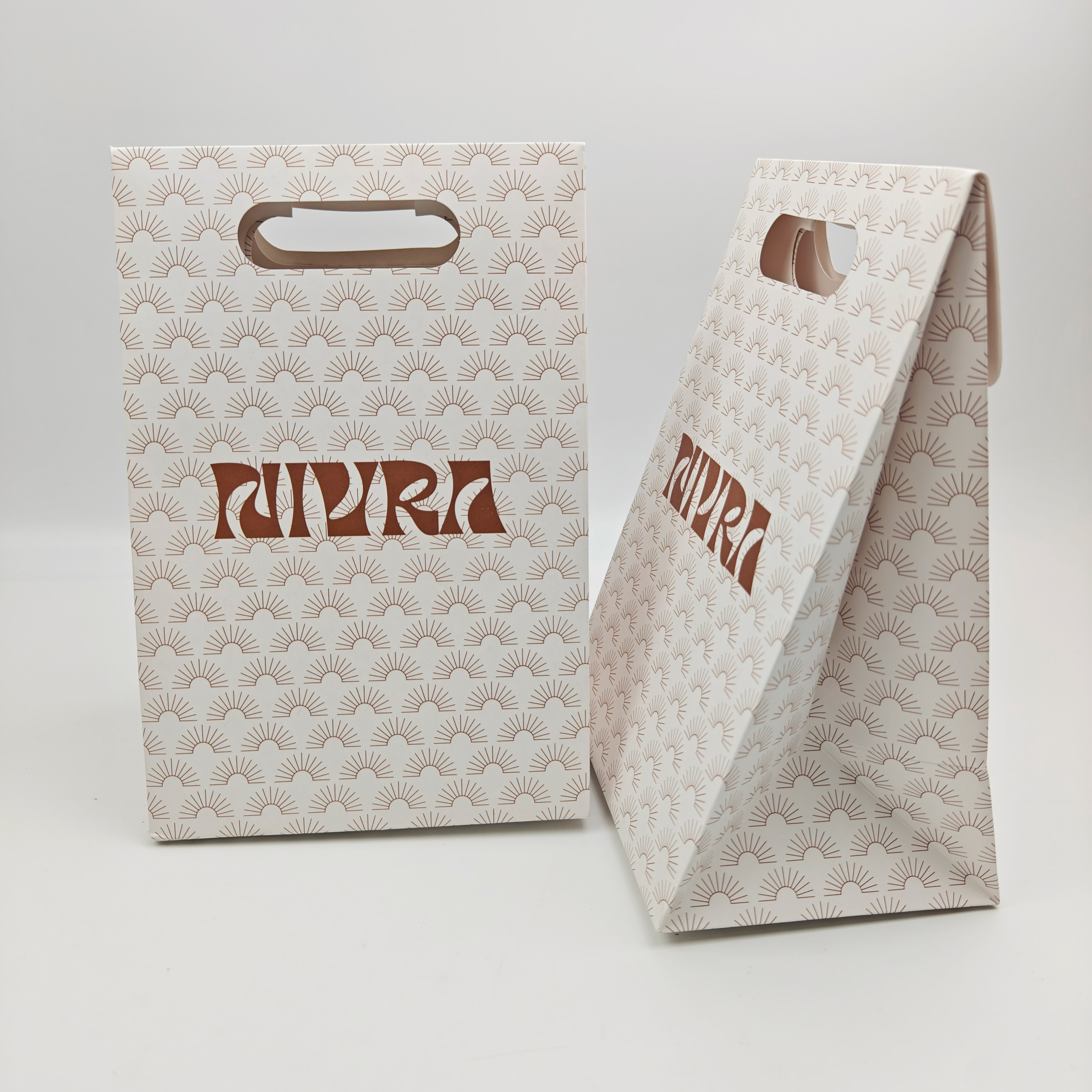 Custom Logo Thick Coated Paper Bags with Handles Premium Luxury Retail Shopping Bags