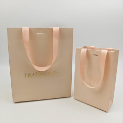 Custom Pink Luxury Paper Bag 250gsm Art Paper with Rope Handle for Jewelry Cosmetic Gift & Clothing Retail Packaging