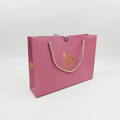Custom Gold Foil Logo Shopping Bags Luxury Gift Packaging with Rope Handles for Clothing Retail