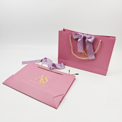 Custom Gold Foil Logo Shopping Bags Luxury Gift Packaging with Rope Handles for Clothing Retail