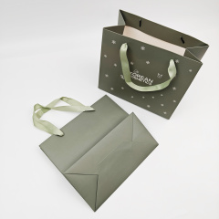 Custom Logo Luxury Green Paper Gift Bags Wholesale Packaging with Your Own Print for Clothing Small Business