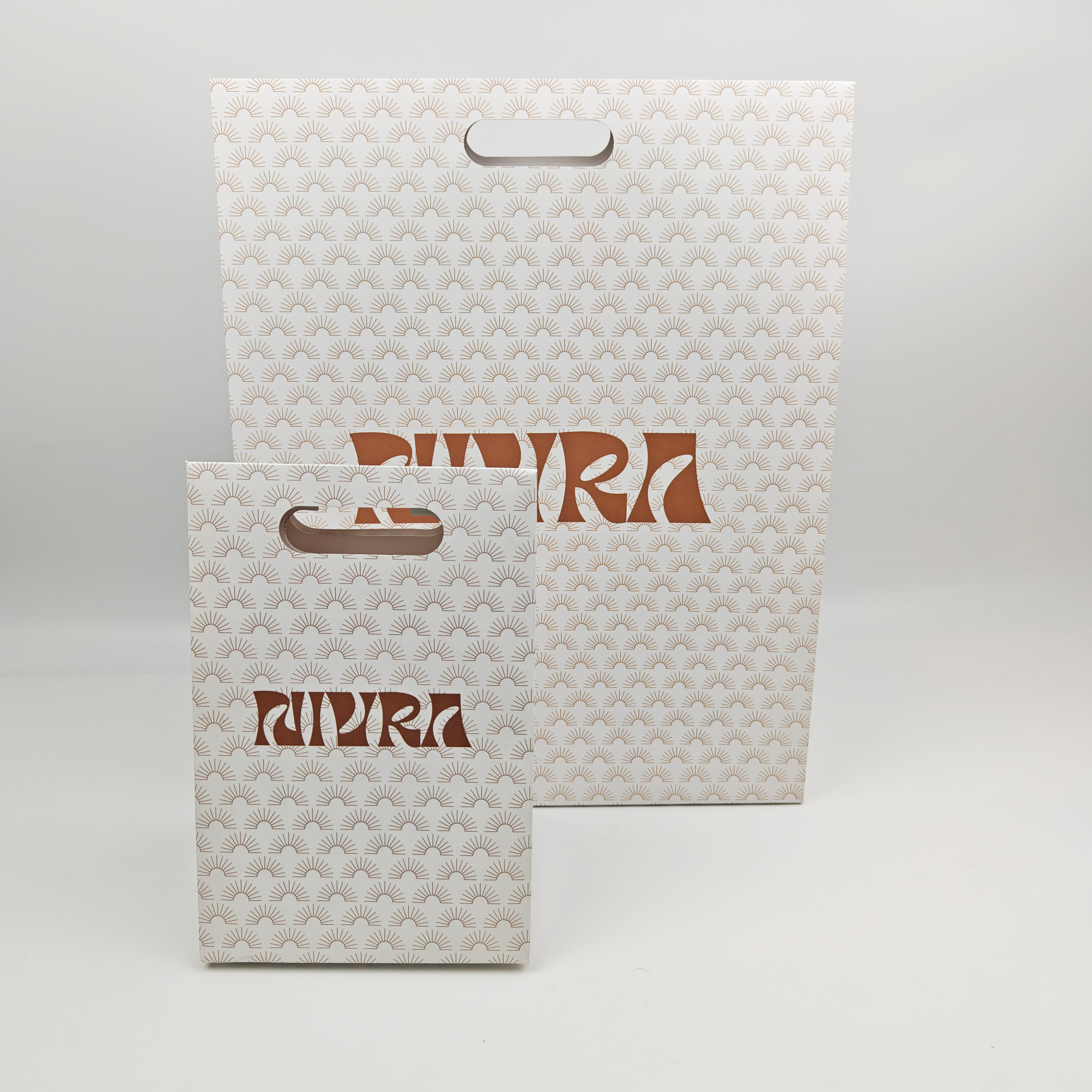 Custom Logo Thick Coated Paper Bags with Handles Premium Luxury Retail Shopping Bags