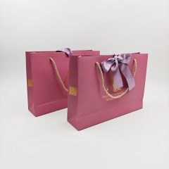Custom Gold Foil Logo Shopping Bags Luxury Gift Packaging with Rope Handles for Clothing Retail