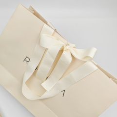 Compostable Christmas Paper Gift Bags Elegant Ribbon Design Cardboard Shopping Bags for Clothing & Candy