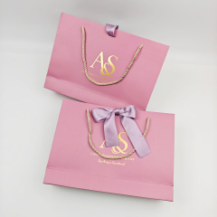 Custom Gold Foil Logo Shopping Bags Luxury Gift Packaging with Rope Handles for Clothing Retail