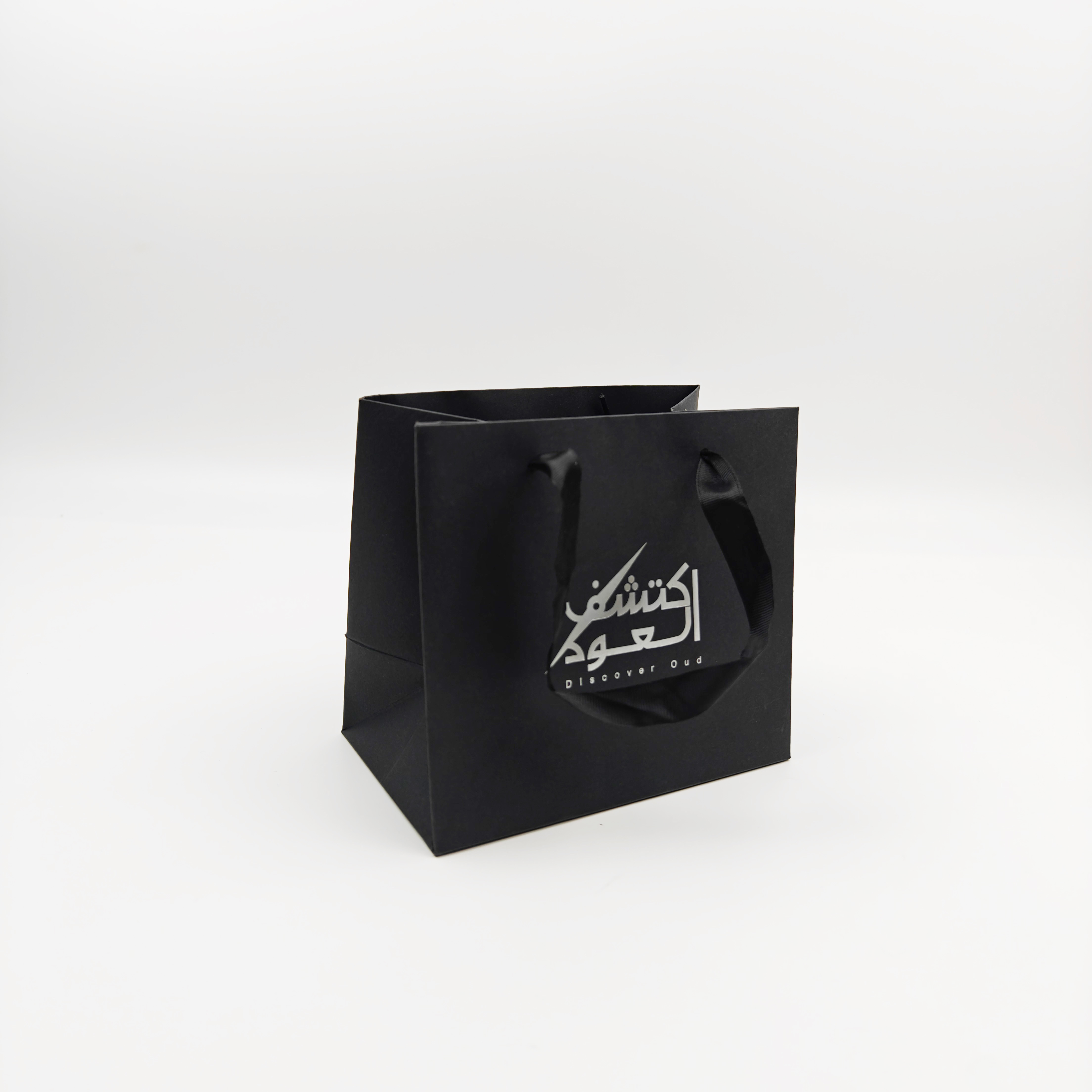 Custom Eco-Friendly Silver Logo Luxury Gift Bag with Ribbon For Cosmetics & Jewelry