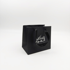 Custom Eco-Friendly Silver Logo Luxury Gift Bag with Ribbon For Cosmetics & Jewelry