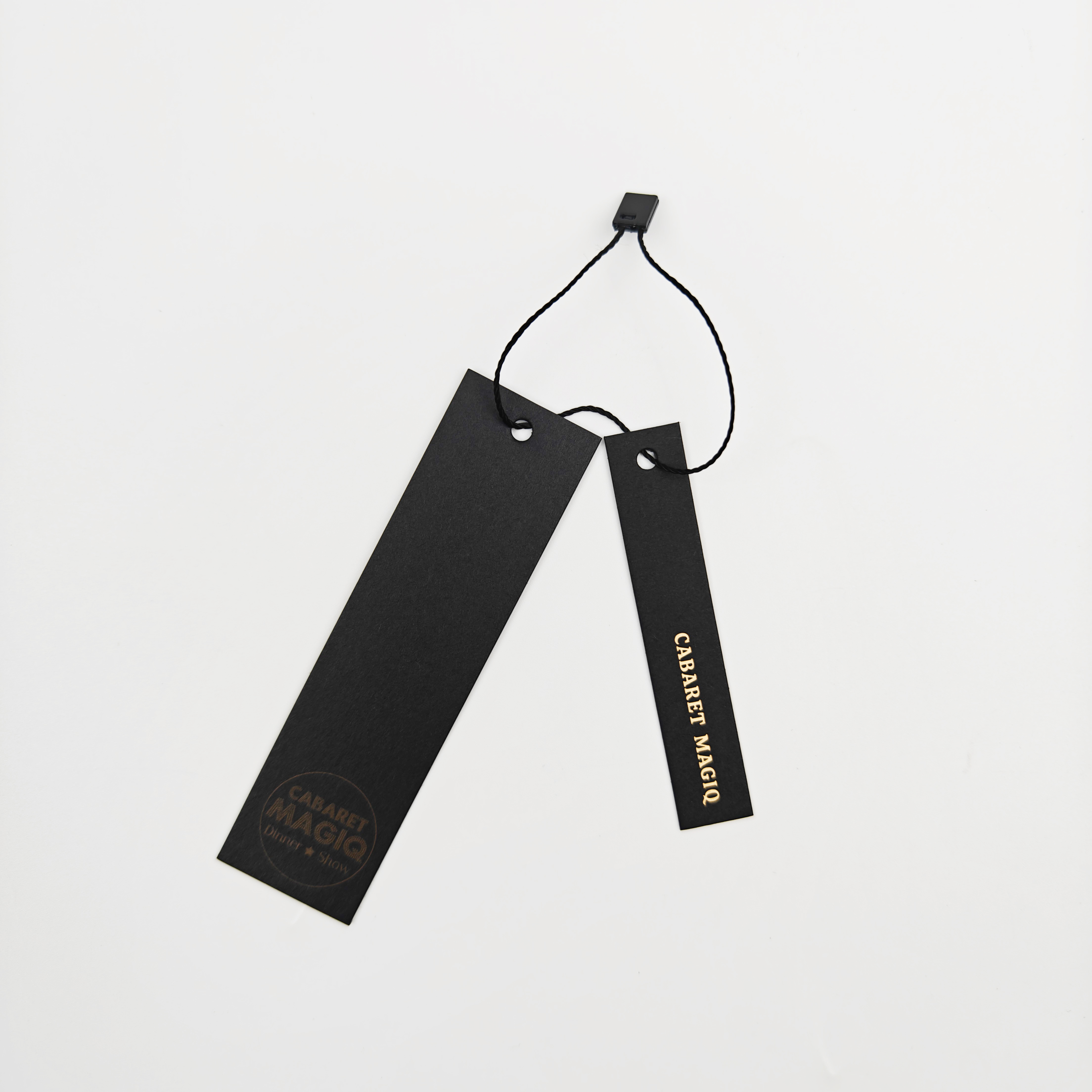 Custom Eco Recyclable Low MOQ Black Hang Tags with Hot Stamping Logo