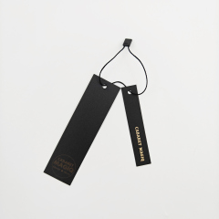 Custom Eco Recyclable Low MOQ Black Hang Tags with Hot Stamping Logo