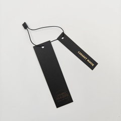 Custom Eco Recyclable Low MOQ Black Hang Tags with Hot Stamping Logo