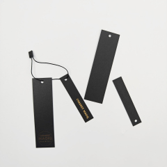 Custom Eco Recyclable Low MOQ Black Hang Tags with Hot Stamping Logo