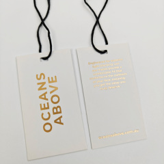 Wholesale Custom Thick Paper Hang Tags Eco-Friendly Luxury Garment Tag with Gold Logo