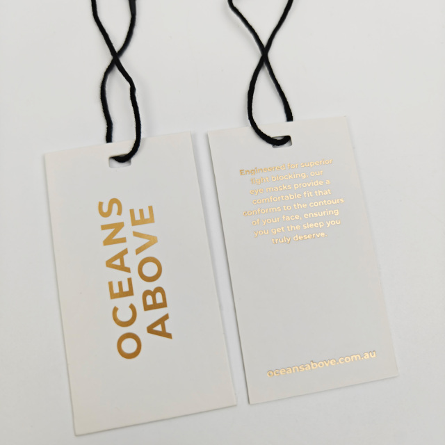 Wholesale Custom Thick Paper Hang Tags Eco-Friendly Luxury Garment Tag with Gold Logo