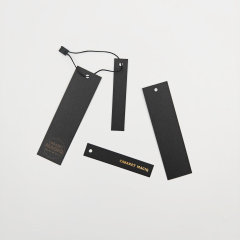 Custom Eco Recyclable Low MOQ Black Hang Tags with Hot Stamping Logo
