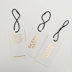 Wholesale Custom Thick Paper Hang Tags Eco-Friendly Luxury Garment Tag with Gold Logo