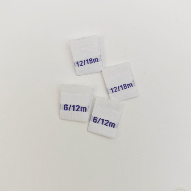 Custom Woven Size Labels High-Density Damask Cotton Garment Labels with Private Logo